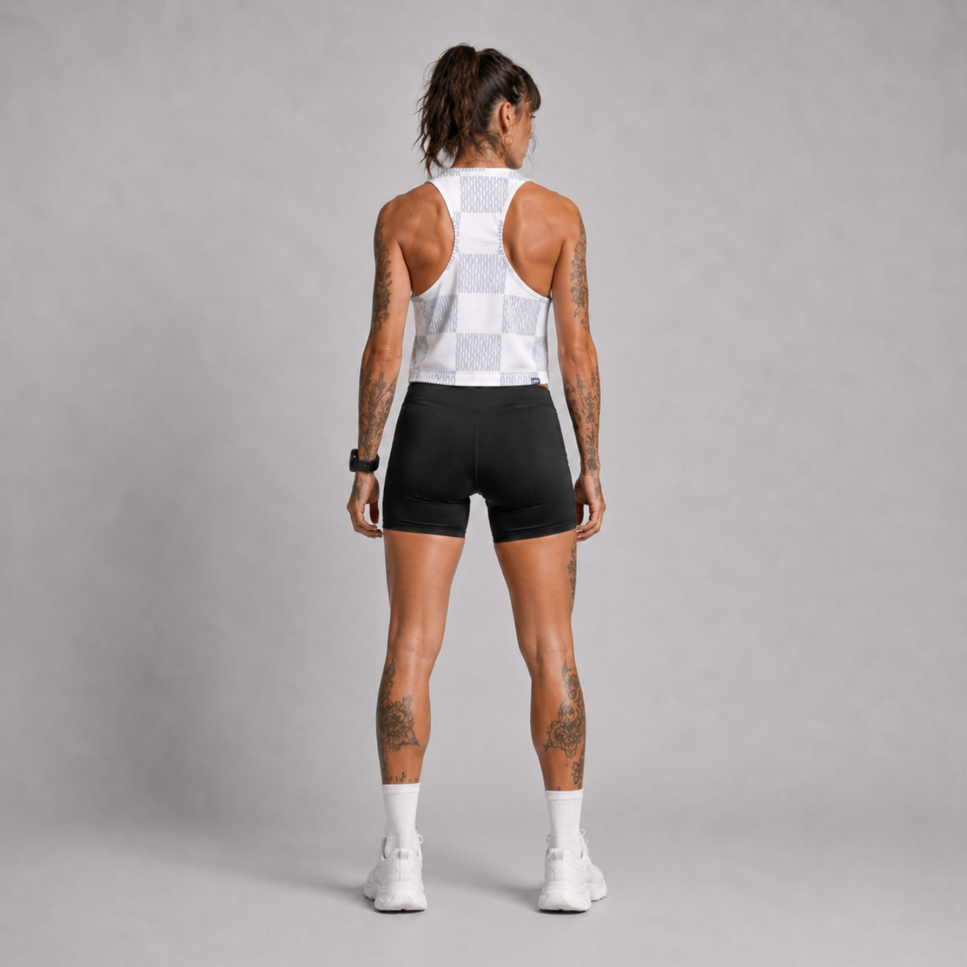 Women's Curisma Crop Singlet - Checker - Uncommon Runner