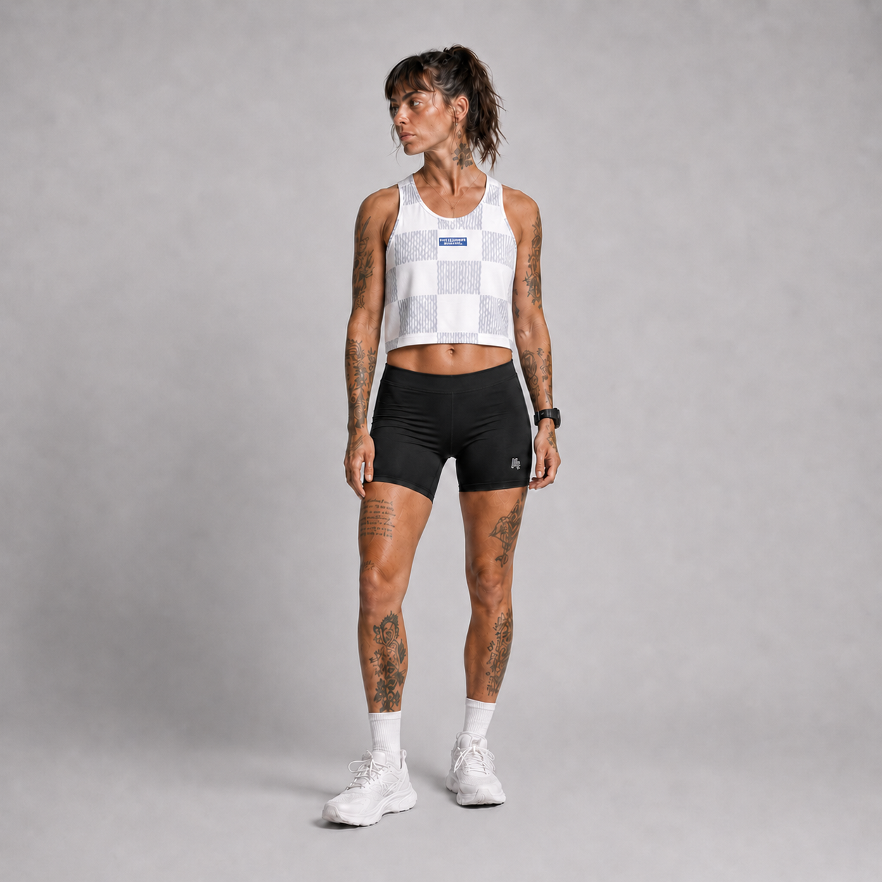 Women's Curisma Crop Singlet - Checker - Uncommon Runner