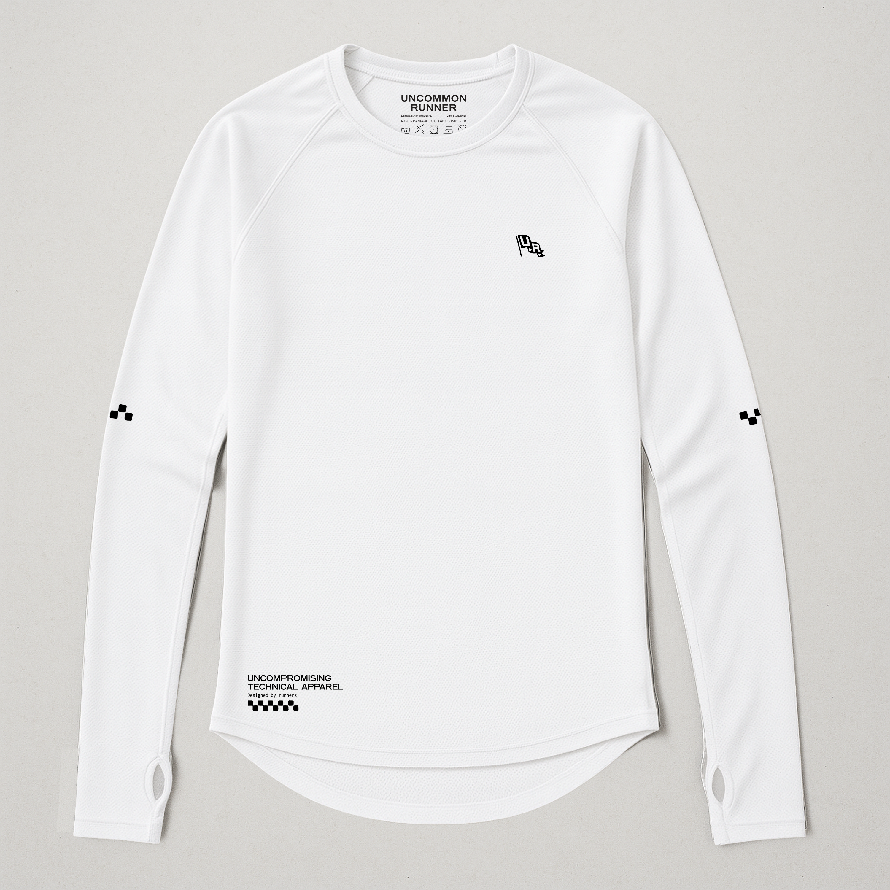 Long Sleeve TempoTech™ Running Tee - White - Uncommon Runner